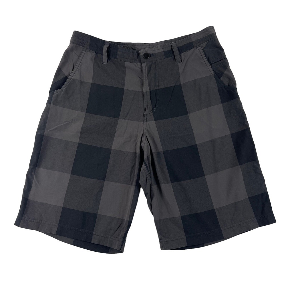 Lululemon Mens Chino Shorts Black Gray Checked Plaid Size 34